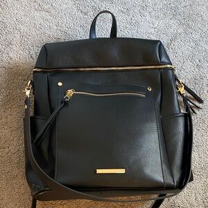 Poppy & Peonies Black Backpack with Gold Details